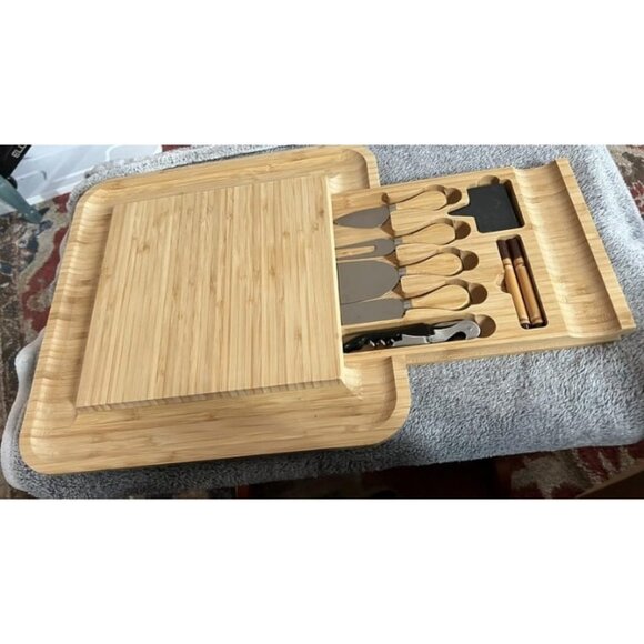 New Charcuterie Boards Gift Set - Bamboo Cheese Board - Unique House Warming - Picture 1 of 2